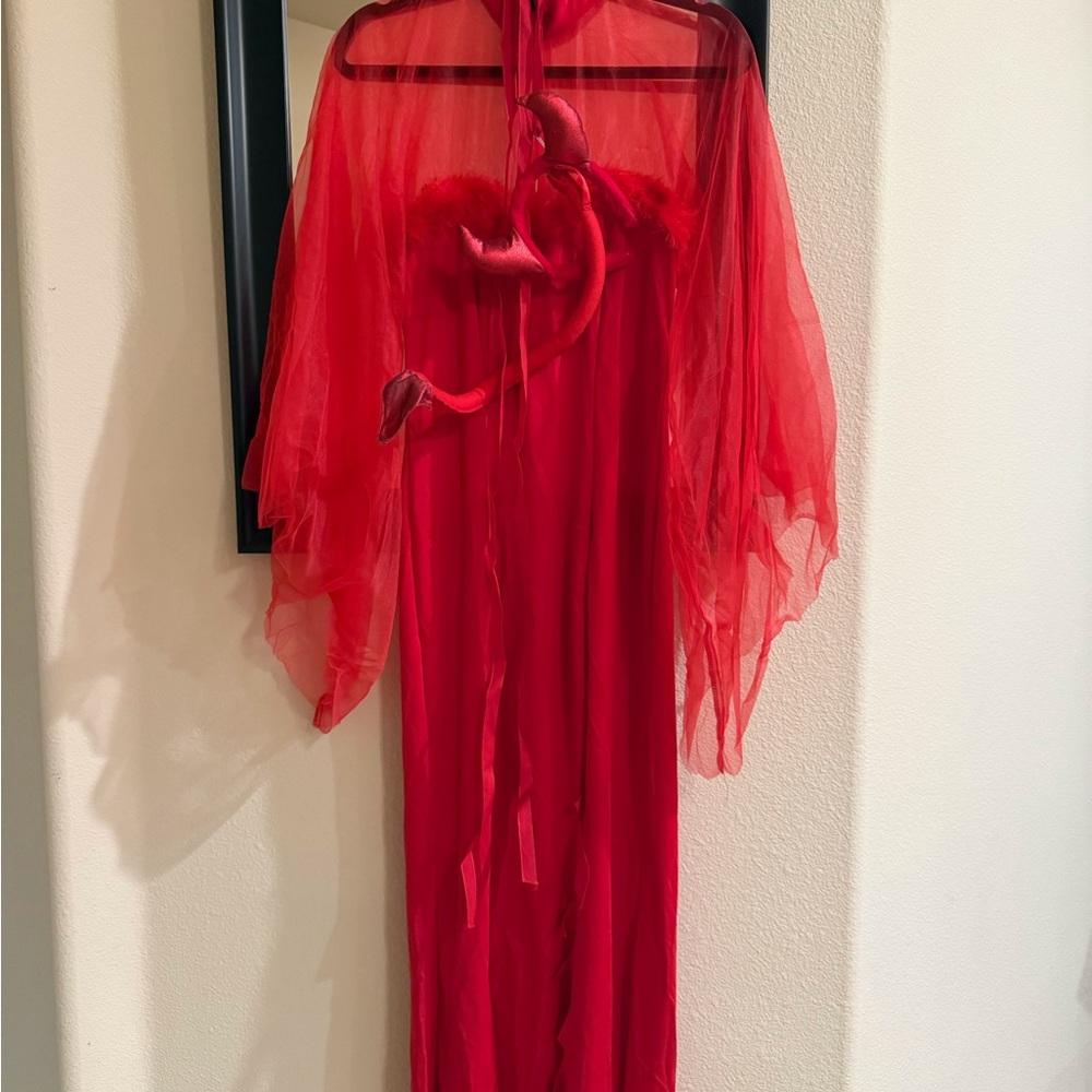 Elegant Red Sheer Gown costume devil